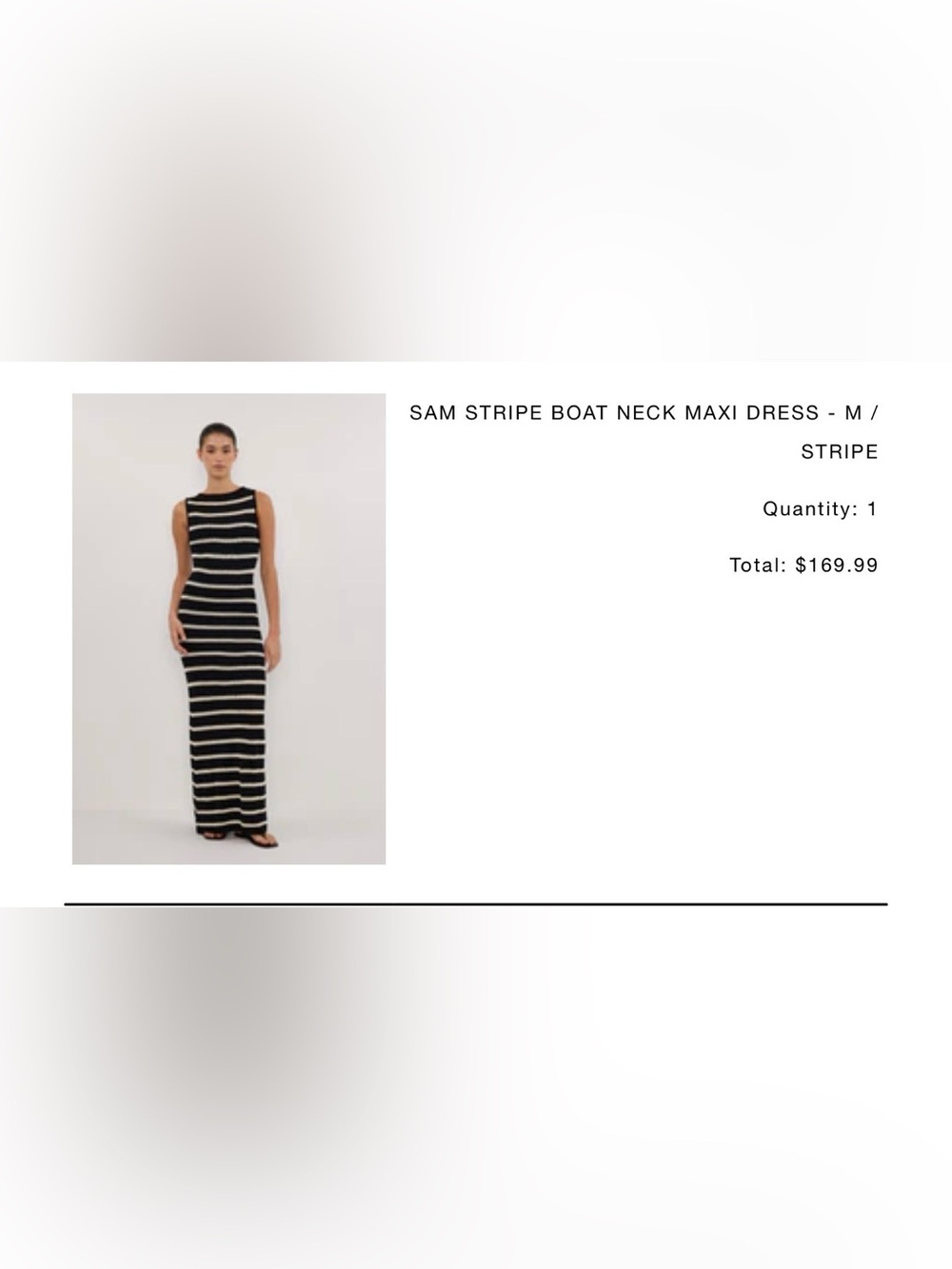 DISSH Black and White Striped Boat Neck Maxi Dress